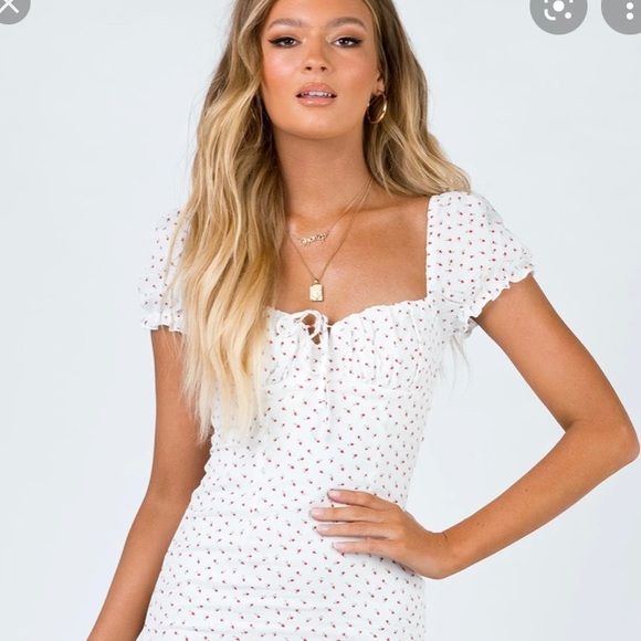 open lace back dress Beloved Puff Sleeve Linen Blend Mini Dress White